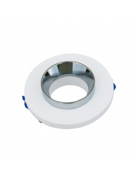 3127-Portafaretto LED da Incasso Rotondo GU e GU MR Corpo in Gesso Bianco e Metallo Cromato-1