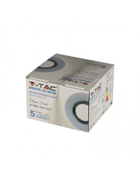 3127-Portafaretto LED da Incasso Rotondo GU e GU MR Corpo in Gesso Bianco e Metallo Cromato-2