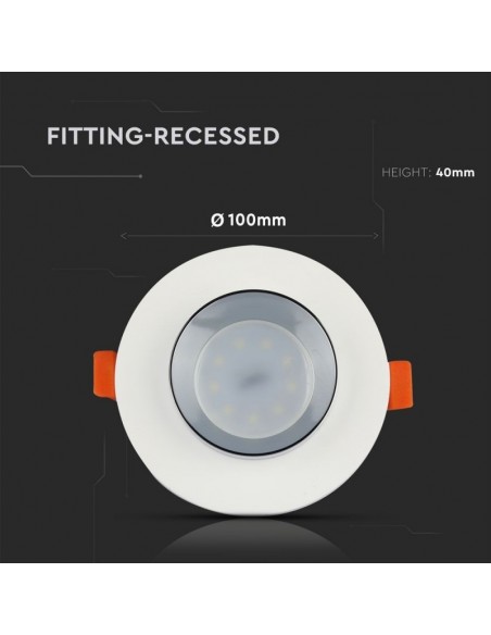 3127-Portafaretto LED da Incasso Rotondo GU e GU MR Corpo in Gesso Bianco e Metallo Cromato-7