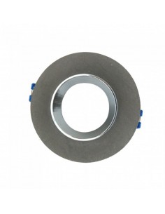 3128-Portafaretto LED da Incasso GU Corpo in Gesso Rotondo Colore Grigio con Finitura Cromata-1