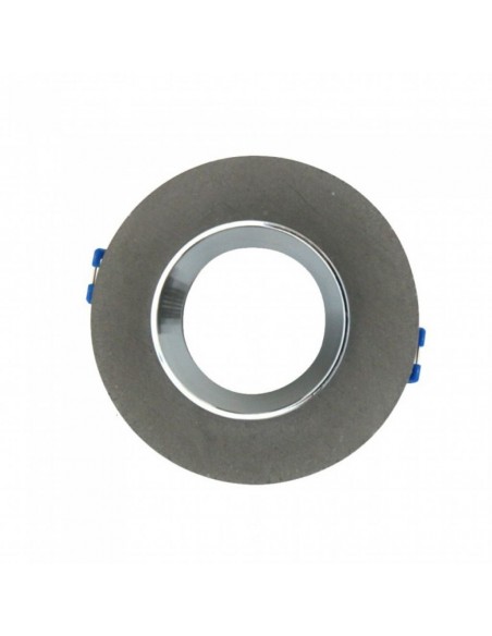 3128-Portafaretto LED da Incasso GU Corpo in Gesso Rotondo Colore Grigio con Finitura Cromata-1