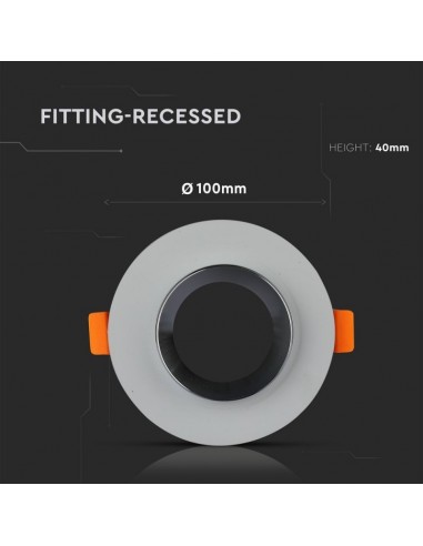 3128-Portafaretto LED da Incasso GU Corpo in Gesso Rotondo Colore Grigio con Finitura Cromata-3