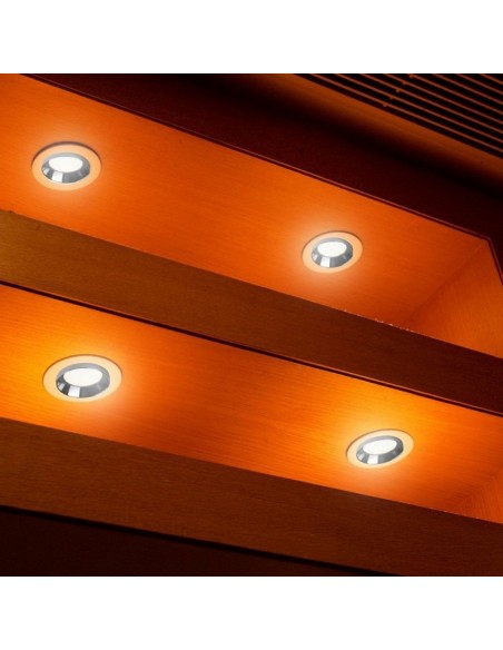 3128-Portafaretto LED da Incasso GU Corpo in Gesso Rotondo Colore Grigio con Finitura Cromata-4