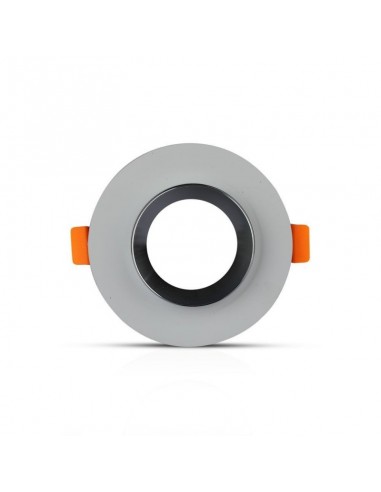 3128-Portafaretto LED da Incasso GU Corpo in Gesso Rotondo Colore Grigio con Finitura Cromata-5