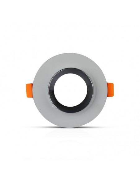 3128-Portafaretto LED da Incasso GU Corpo in Gesso Rotondo Colore Grigio con Finitura Cromata-5