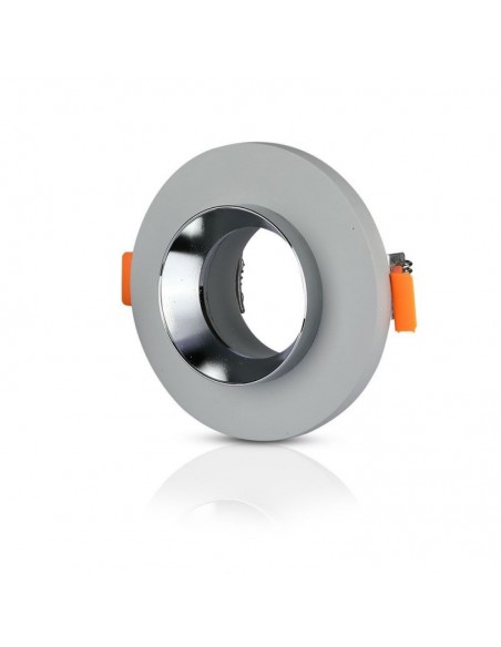 3128-Portafaretto LED da Incasso GU Corpo in Gesso Rotondo Colore Grigio con Finitura Cromata-7