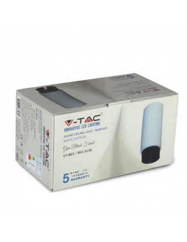 3136-Portafaretto LED Montaggio a Plafone GU e GU MR Corpo in Gesso Bianco e Metallo Nero Opaco-2