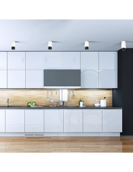 3136-Portafaretto LED Montaggio a Plafone GU e GU MR Corpo in Gesso Bianco e Metallo Nero Opaco-4