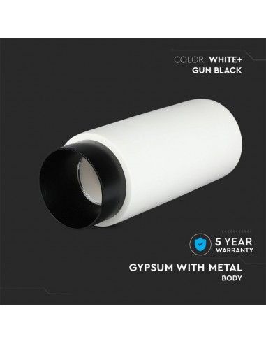 3136-Portafaretto LED Montaggio a Plafone GU e GU MR Corpo in Gesso Bianco e Metallo Nero Opaco-6