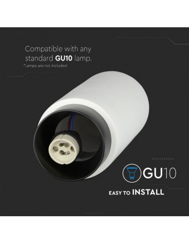 3136-Portafaretto LED Montaggio a Plafone GU e GU MR Corpo in Gesso Bianco e Metallo Nero Opaco-7