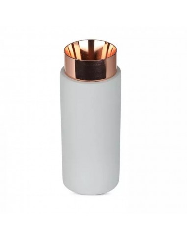 3137-Portafaretto LED Montaggio a Plafone Rotondo GU e GU MR Corpo in Gesso e Calcestruzzo Grigio e Metallo Rosa Dorato-1