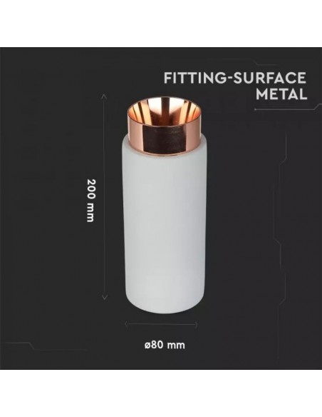 3137-Portafaretto LED Montaggio a Plafone Rotondo GU e GU MR Corpo in Gesso e Calcestruzzo Grigio e Metallo Rosa Dorato-2