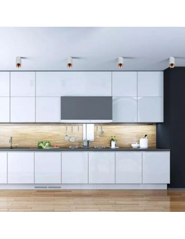 3137-Portafaretto LED Montaggio a Plafone Rotondo GU e GU MR Corpo in Gesso e Calcestruzzo Grigio e Metallo Rosa Dorato-3