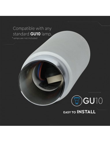 3138-Portafaretto LED Montaggio a Plafone Rotondo GU e GU MR Corpo in Gesso e Calcestruzzo Grigio e Metallo Cromato-7