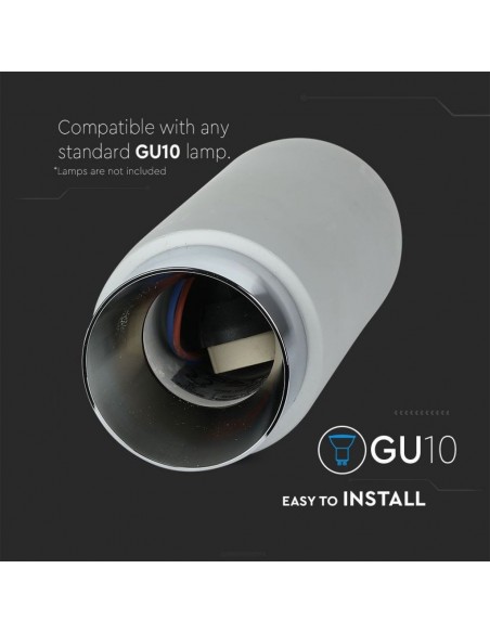 3138-Portafaretto LED Montaggio a Plafone Rotondo GU e GU MR Corpo in Gesso e Calcestruzzo Grigio e Metallo Cromato-7