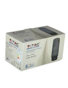 3139-Portafaretto LED GU Corpo in Gesso a Cilindro Grigio Base Metallica Nera-1 2