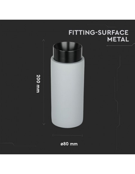 3139-Portafaretto LED GU Corpo in Gesso a Cilindro Grigio Base Metallica Nera-3