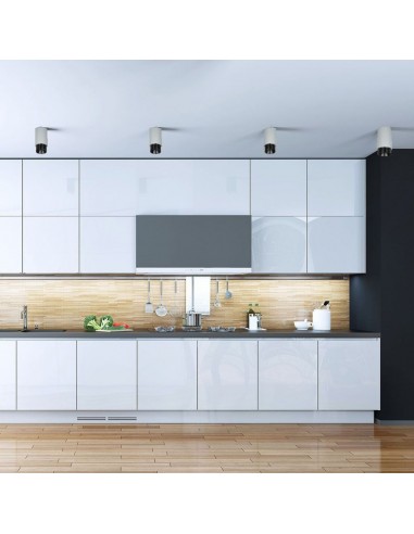 3139-Portafaretto LED GU Corpo in Gesso a Cilindro Grigio Base Metallica Nera-4