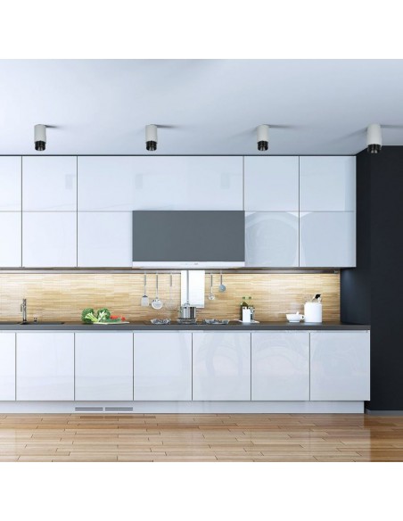 3139-Portafaretto LED GU Corpo in Gesso a Cilindro Grigio Base Metallica Nera-4