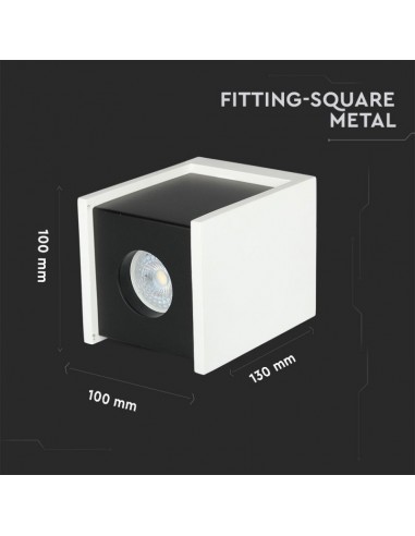 3140-Portafaretto LED Montaggio a Plafone Quadrato GU e GU MR Corpo in Gesso Bianco Base Nera-2