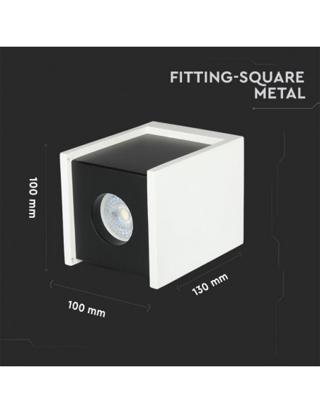 3140-Portafaretto LED Montaggio a Plafone Quadrato GU e GU MR Corpo in Gesso Bianco Base Nera-2