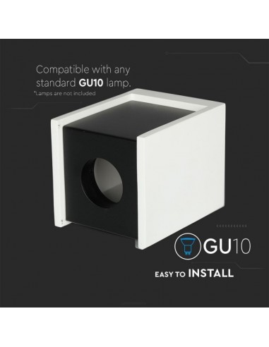 3140-Portafaretto LED Montaggio a Plafone Quadrato GU e GU MR Corpo in Gesso Bianco Base Nera-7