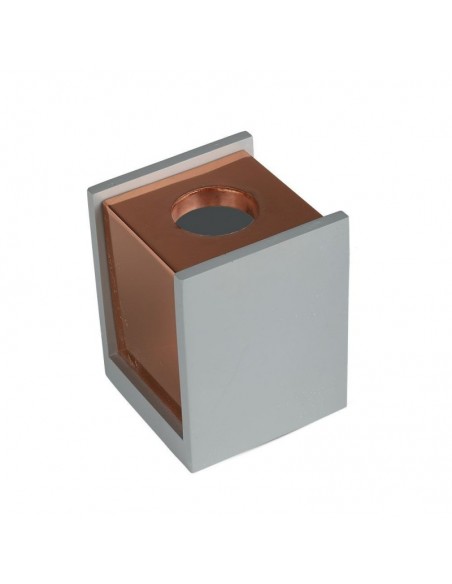 3141-Portafaretto LED GU Corpo in Gesso a Cubo Grigio Finitura Oro Rosa-1