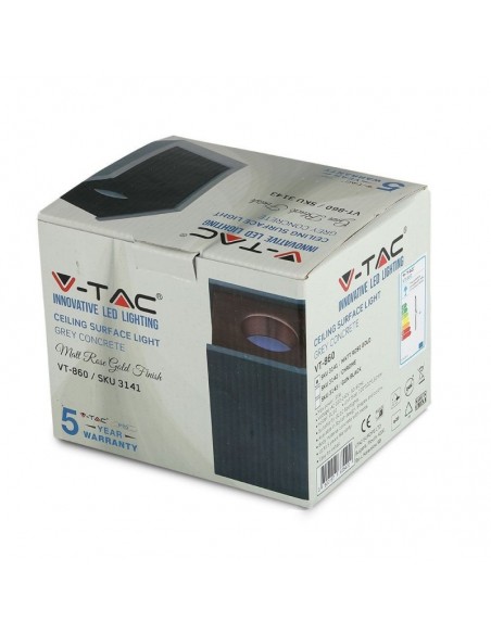 3141-Portafaretto LED GU Corpo in Gesso a Cubo Grigio Finitura Oro Rosa-2