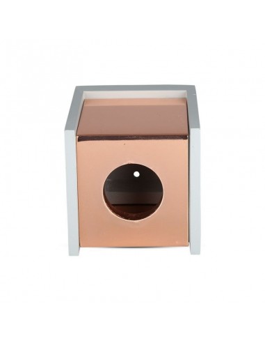 3141-Portafaretto LED GU Corpo in Gesso a Cubo Grigio Finitura Oro Rosa-6