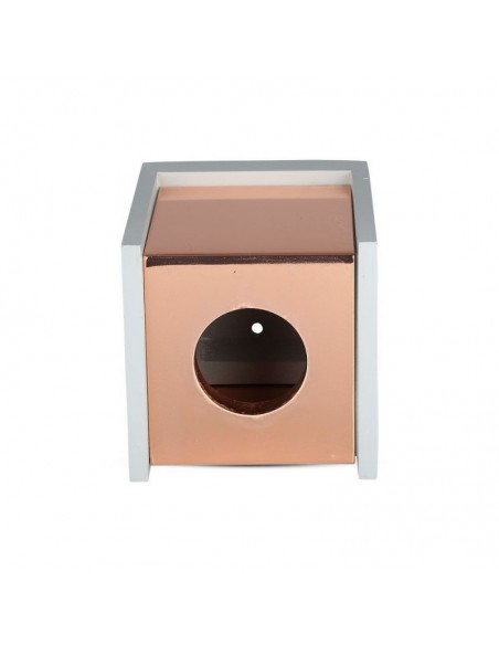 3141-Portafaretto LED GU Corpo in Gesso a Cubo Grigio Finitura Oro Rosa-6