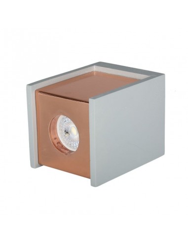 3141-Portafaretto LED GU Corpo in Gesso a Cubo Grigio Finitura Oro Rosa-7