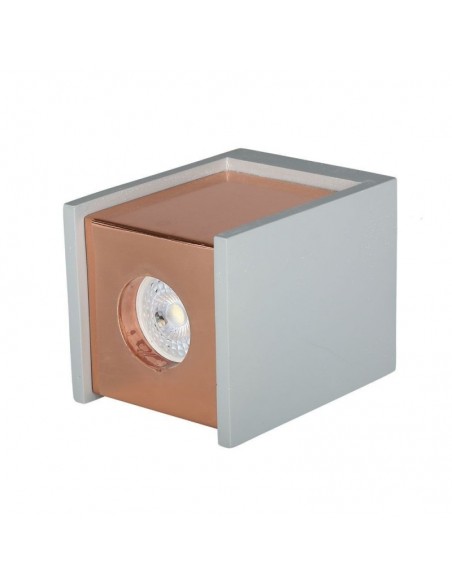 3141-Portafaretto LED GU Corpo in Gesso a Cubo Grigio Finitura Oro Rosa-7