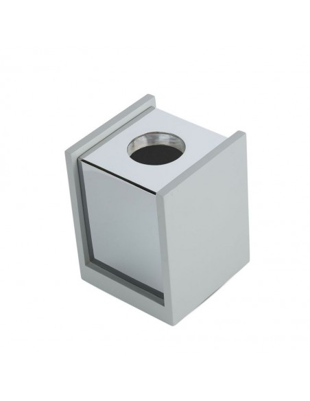 3142-Portafaretto LED GU Corpo in Gesso a Cubo Grigio Finitura Cromata-1