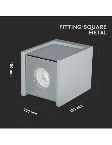 3142-Portafaretto LED GU Corpo in Gesso a Cubo Grigio Finitura Cromata-3