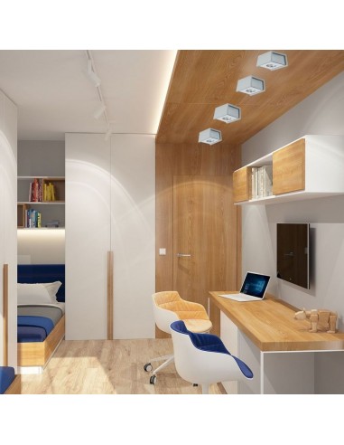 3142-Portafaretto LED GU Corpo in Gesso a Cubo Grigio Finitura Cromata-5