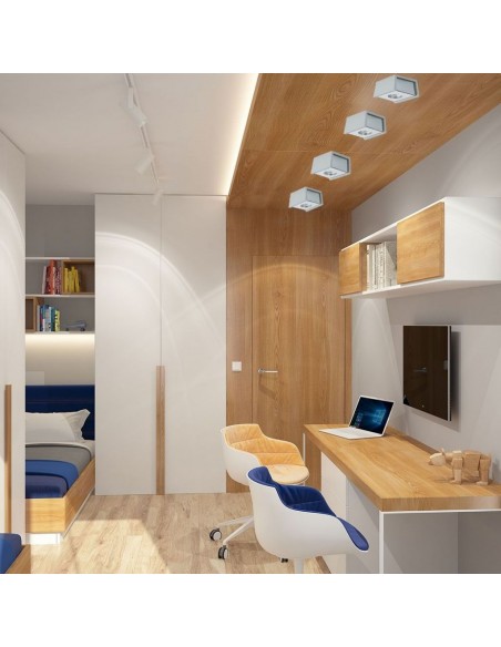 3142-Portafaretto LED GU Corpo in Gesso a Cubo Grigio Finitura Cromata-5