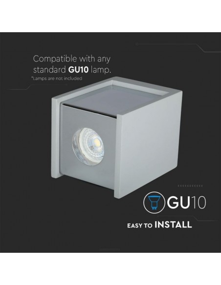 3142-Portafaretto LED GU Corpo in Gesso a Cubo Grigio Finitura Cromata-7