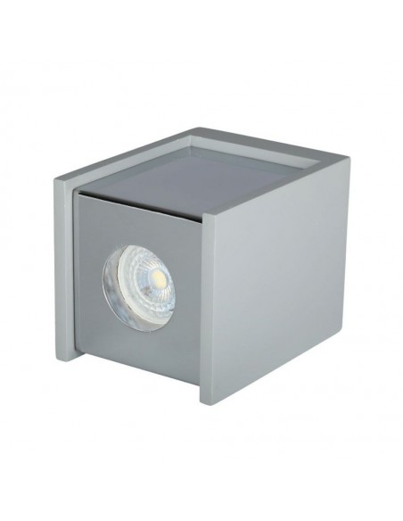 Portafaretto LED GU10 Corpo in Gesso a Cubo Grigio Finitura Cromata