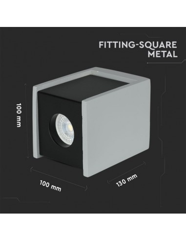 3143-Portafaretto LED GU Corpo in Gesso a Cubo Grigio Finitura Nera-3