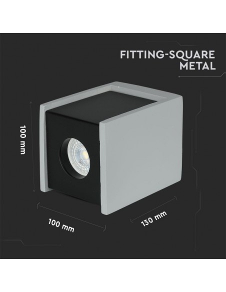3143-Portafaretto LED GU Corpo in Gesso a Cubo Grigio Finitura Nera-3