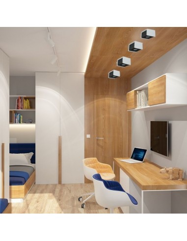 3143-Portafaretto LED GU Corpo in Gesso a Cubo Grigio Finitura Nera-5