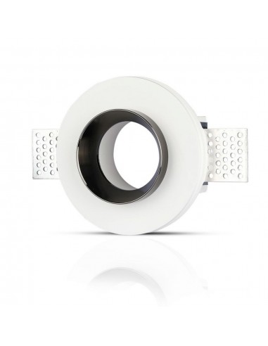 3145-Portafaretto LED da Incasso Rotondo GU e GU MR Corpo in Gesso Bianco e Metallo Nero-1