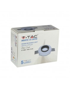 3145-Portafaretto LED da Incasso Rotondo GU e GU MR Corpo in Gesso Bianco e Metallo Nero-1 2