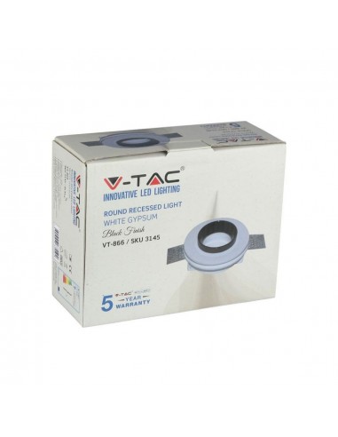 3145-Portafaretto LED da Incasso Rotondo GU e GU MR Corpo in Gesso Bianco e Metallo Nero-2