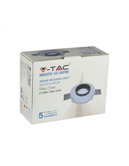 3145-Portafaretto LED da Incasso Rotondo GU e GU MR Corpo in Gesso Bianco e Metallo Nero-2