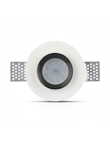 3145-Portafaretto LED da Incasso Rotondo GU e GU MR Corpo in Gesso Bianco e Metallo Nero-7
