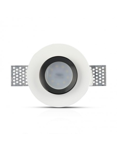 3145-Portafaretto LED da Incasso Rotondo GU e GU MR Corpo in Gesso Bianco e Metallo Nero-7