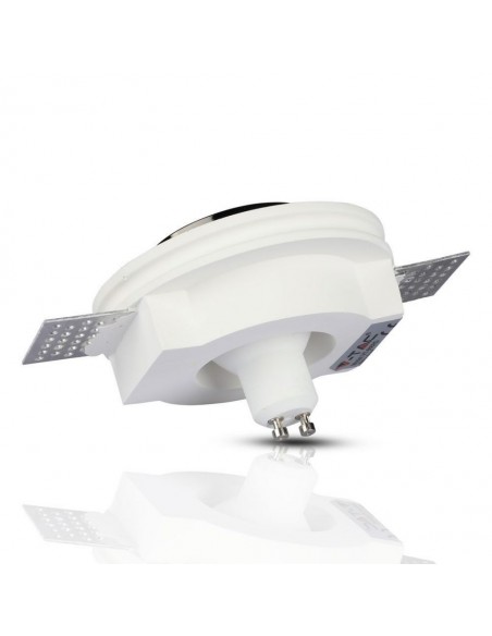 Portafaretto LED da Incasso Rotondo GU10 e GU5.3 (MR16) Corpo in Gesso Bianco e Metallo Nero