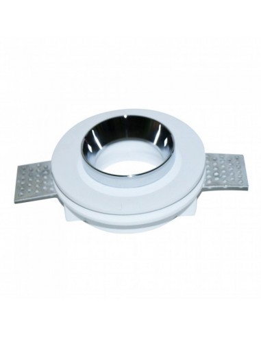 3146-Portafaretto LED da Incasso Rotondo GU e GU MR Corpo in Gesso Bianco e Metallo Cromato-1