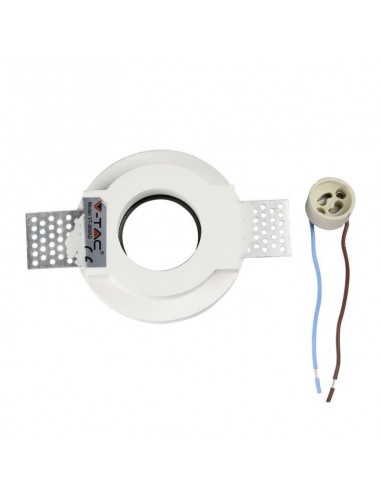 3146-Portafaretto LED da Incasso Rotondo GU e GU MR Corpo in Gesso Bianco e Metallo Cromato-5